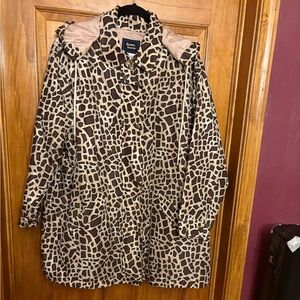 Dennis Basso Animal Print Trench Coat